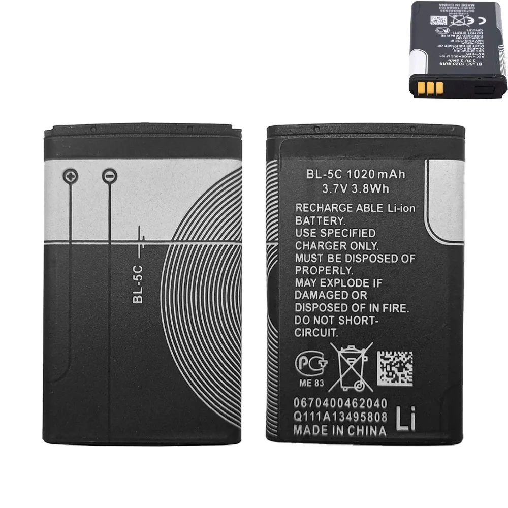 1-100 Pezzi Batteria al Litio Polimero BL5C BL-5C 3.7V per Telefoni Nokia 1100 1110 1200 1208 1280 2600 2700 3100 3110 5130 6230 1600