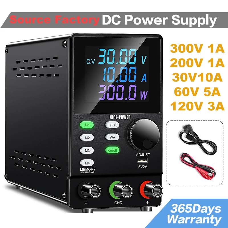 

Variable 30V 10A Adjustable Regulated Lab Power Supply 300V 200V 1A DC Switching Bench Source 4 Digital For Plating Charging