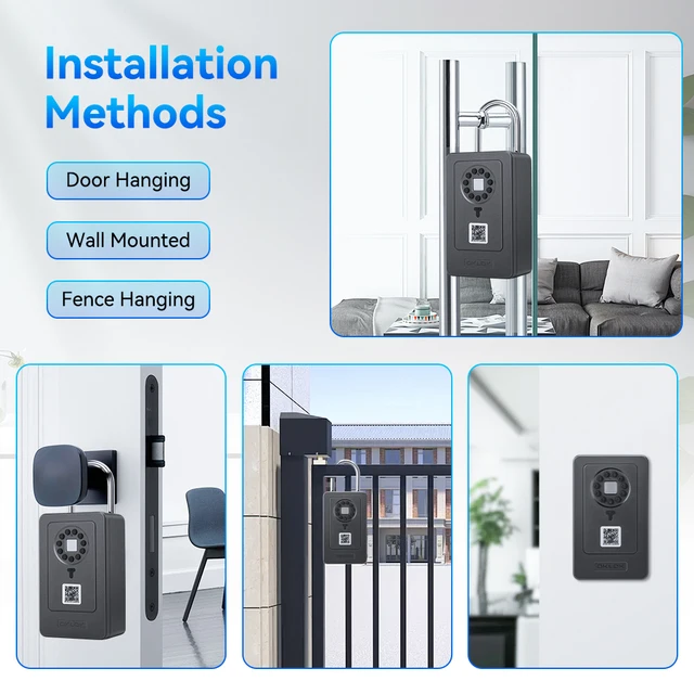 Bluetooth Key Box With Code Lock Wireless Smartlock Box Wall Mount Fingerprint App Digital Code Key Safe for Home Office 5