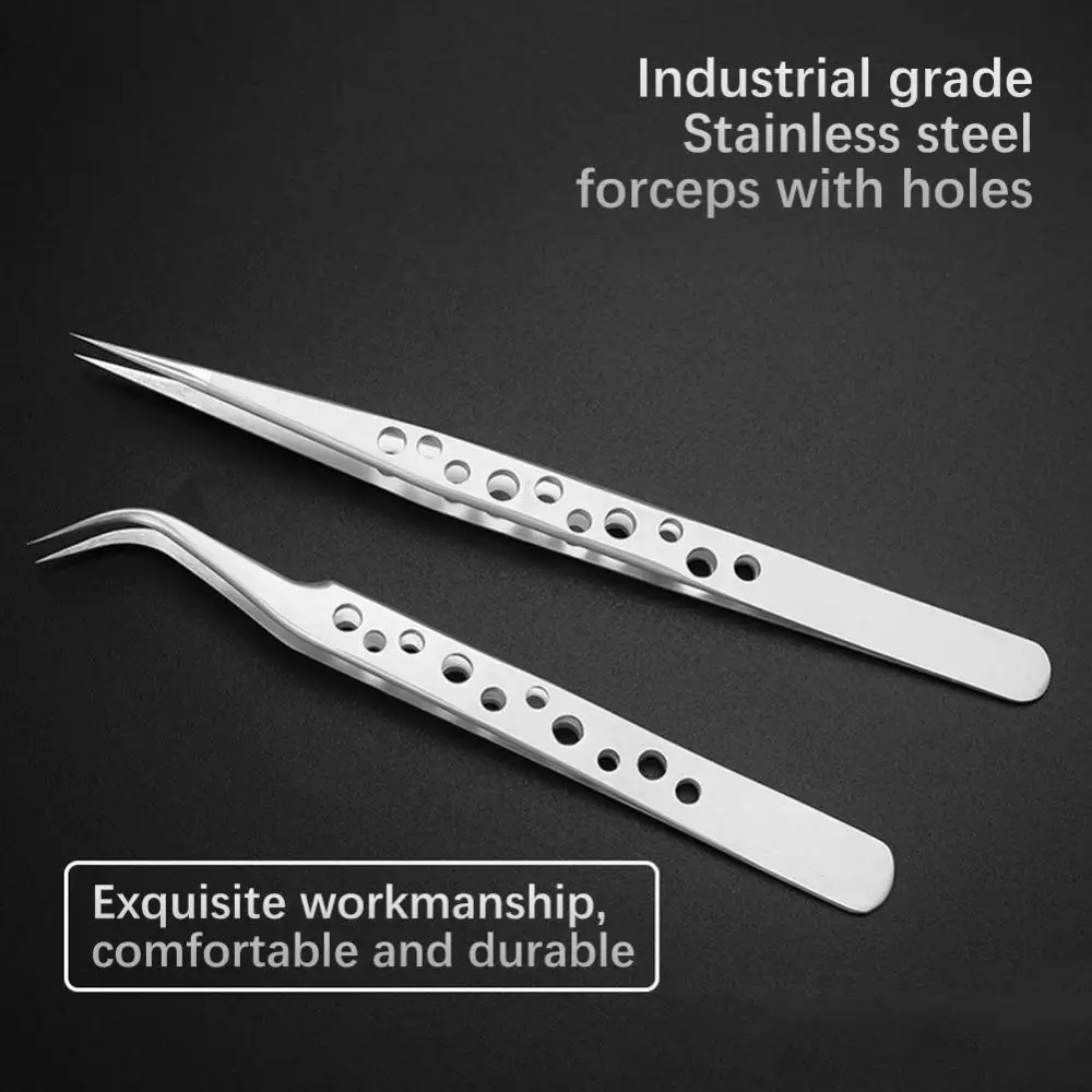 Description Picture 3 of itemIndustrial Tweezers Electronics Anti-static Curved Straight Tip Precision Stainless DIY Hand Tools Sets Forceps Phone Repair