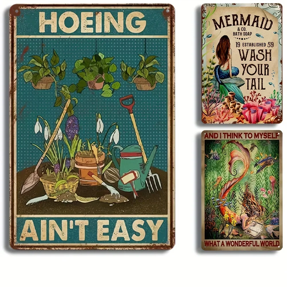 

Gardening Quotes Theme, Vintage Metal Tin Sign Poster with Artworks, Funny Home Family Restaurant Wall Decoration Metal Painting
