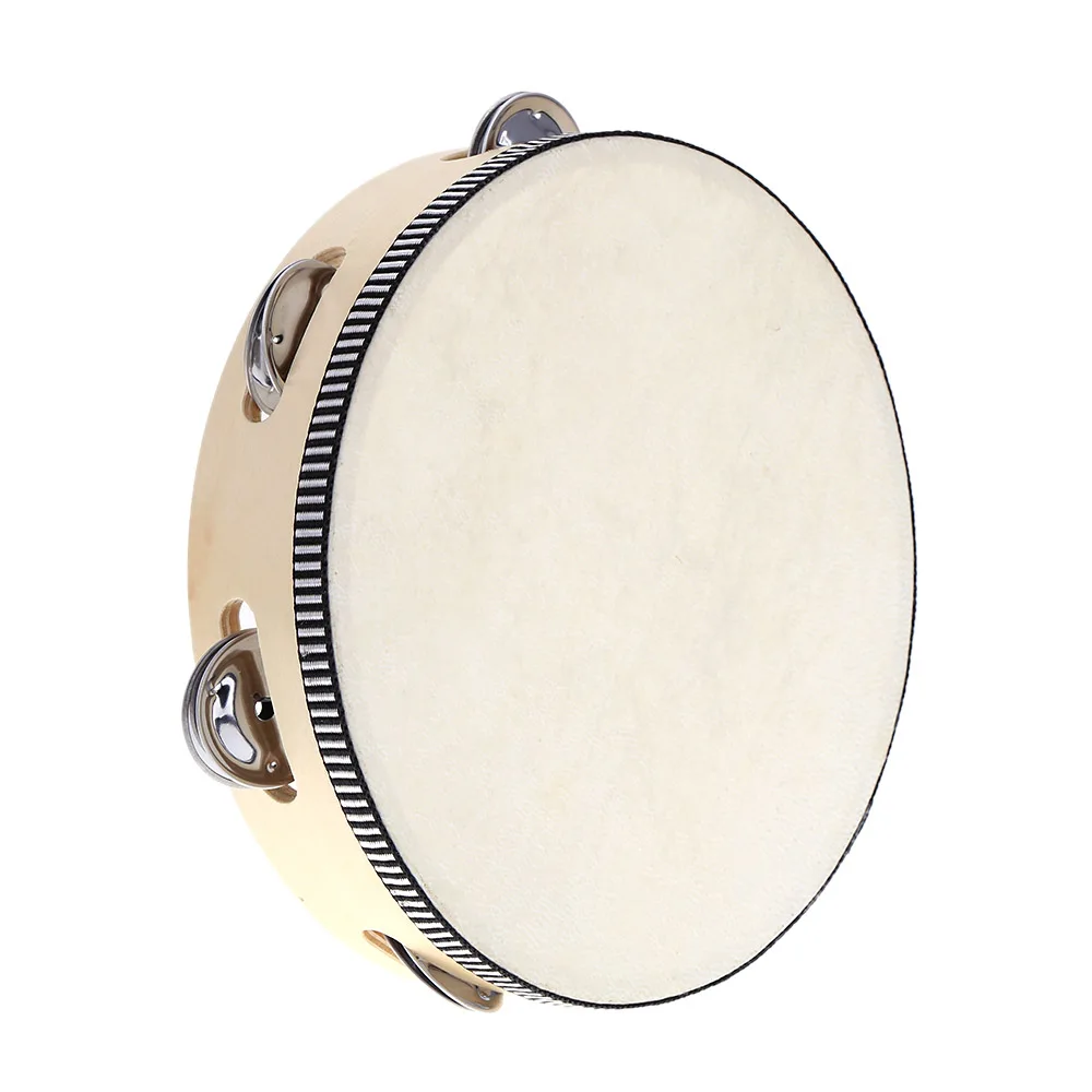 Musical Percussion Instruments 8 Inch Handheld Tambourine with Metal Jingles Percussion Drum Early Education Instrument Musical Toy Gift for Kids Students