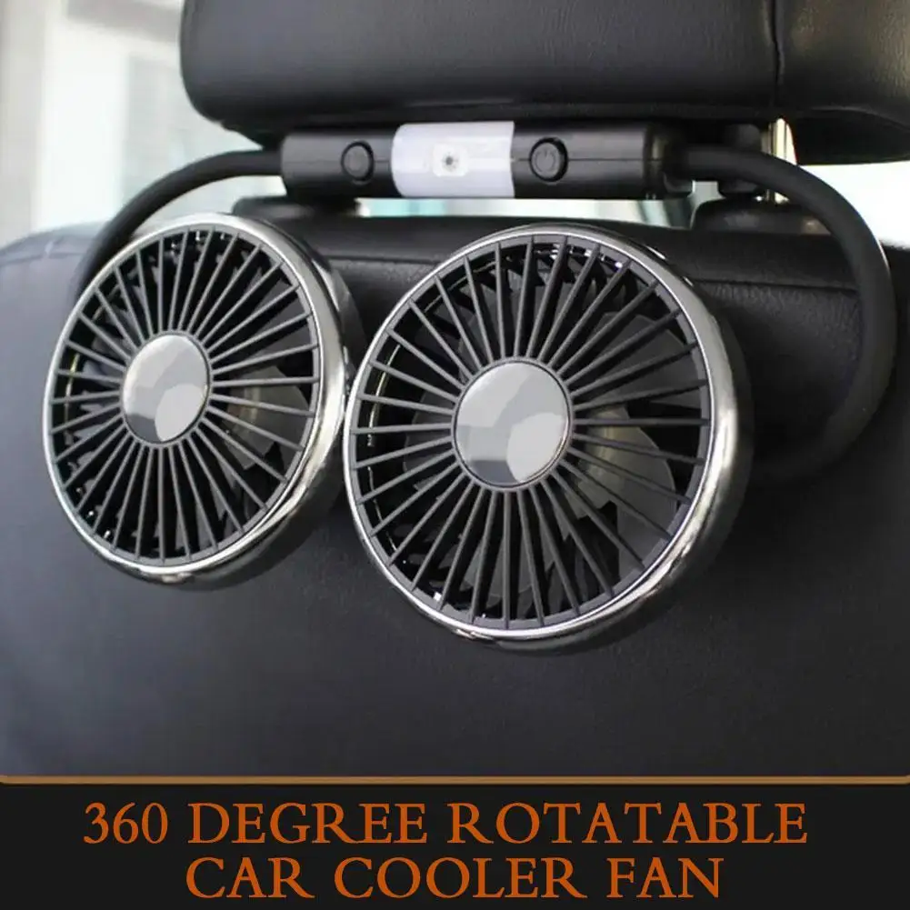 Dual Head Car Clip Fan With Led Light 360 Degree Rotatable Car Cooler Fan Low Noise Cooling Fans car electrical appliances