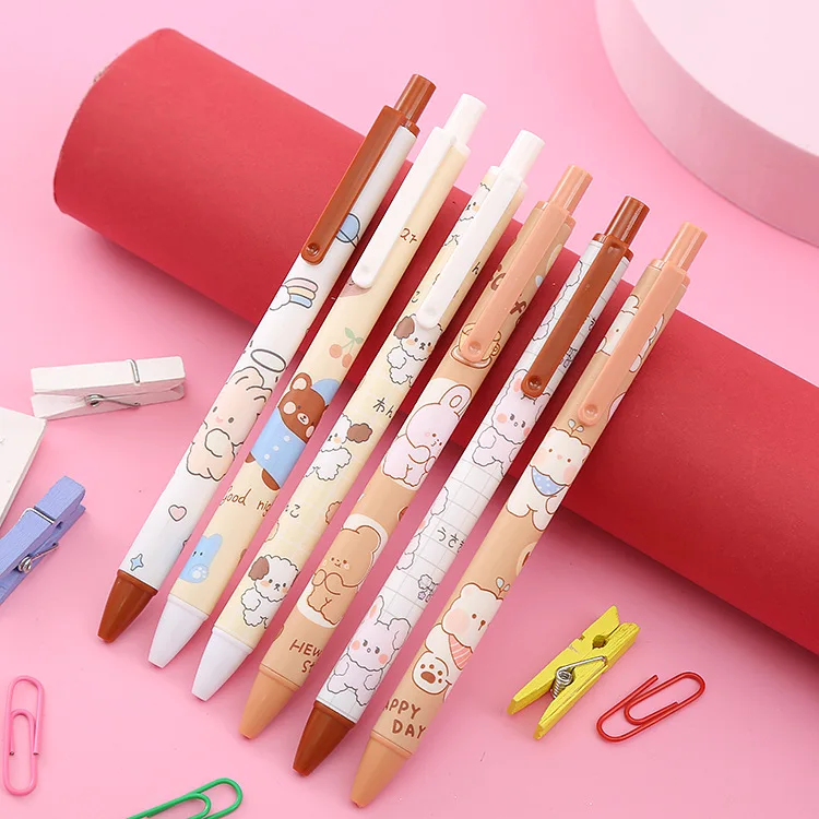 

36 Pcs Wholesale Students Press Pen Cute Cow Bear Press Neutral Pen Small Fresh Office Stationery Water-based Signature Pen