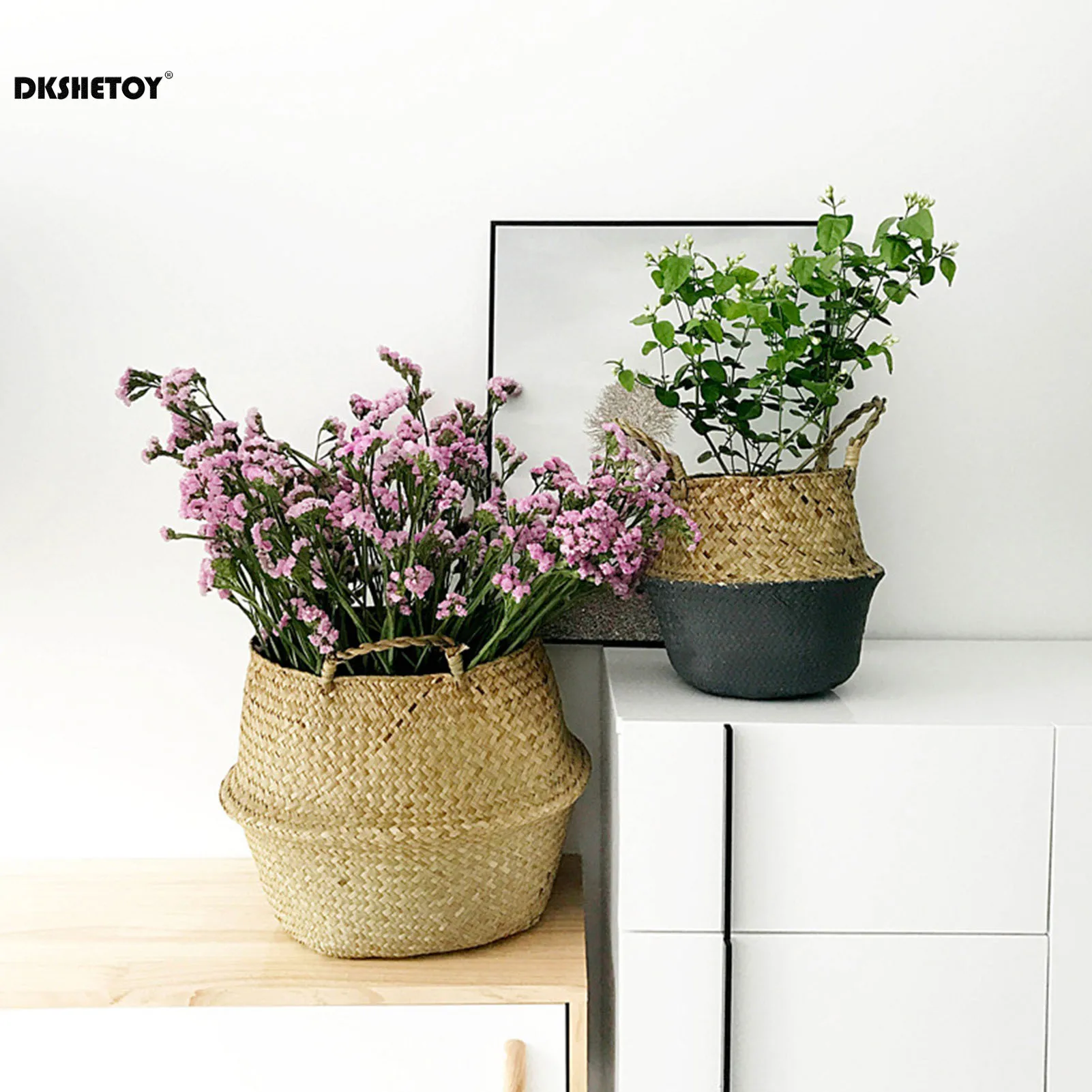 Handmade Rattan Flowerpot Portable Dirty Laundry Hamper Storage Basket Extra Large & Large Storage Baskets & Bins storage basket