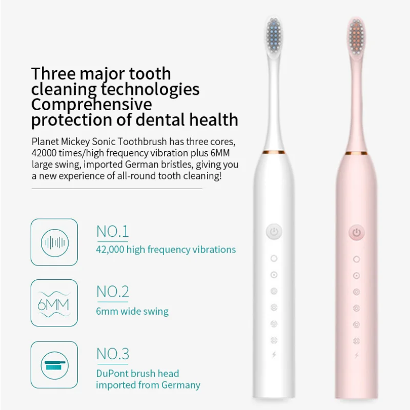 전동 칫솔 가정용 부드러운 모발 충전식 휴대용 성인용 전동 칫솔