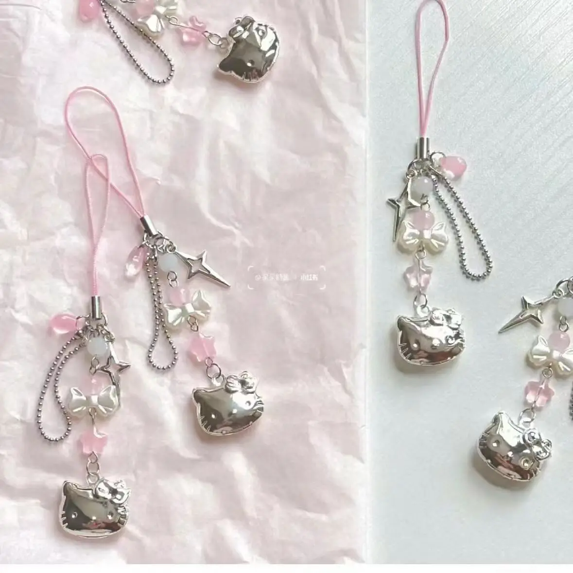 

Hello Kitty Mobile Phone Chain for Women Sanrio Figure Toys Portable Anti-lost Mobile Phone Lanyard Girls Ornament Jewelry
