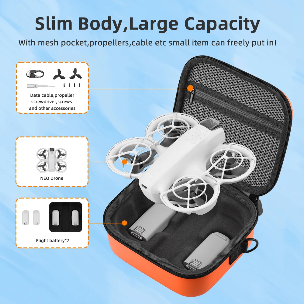 Drone Accessories Drone Storage Bag DJI Case Drone Case BRDRC Carrying Case for DJI NEO Drone Mini Portable Storage Bag Shockproof Case Handbag Travel Outdoors Bag for NEO Accessories