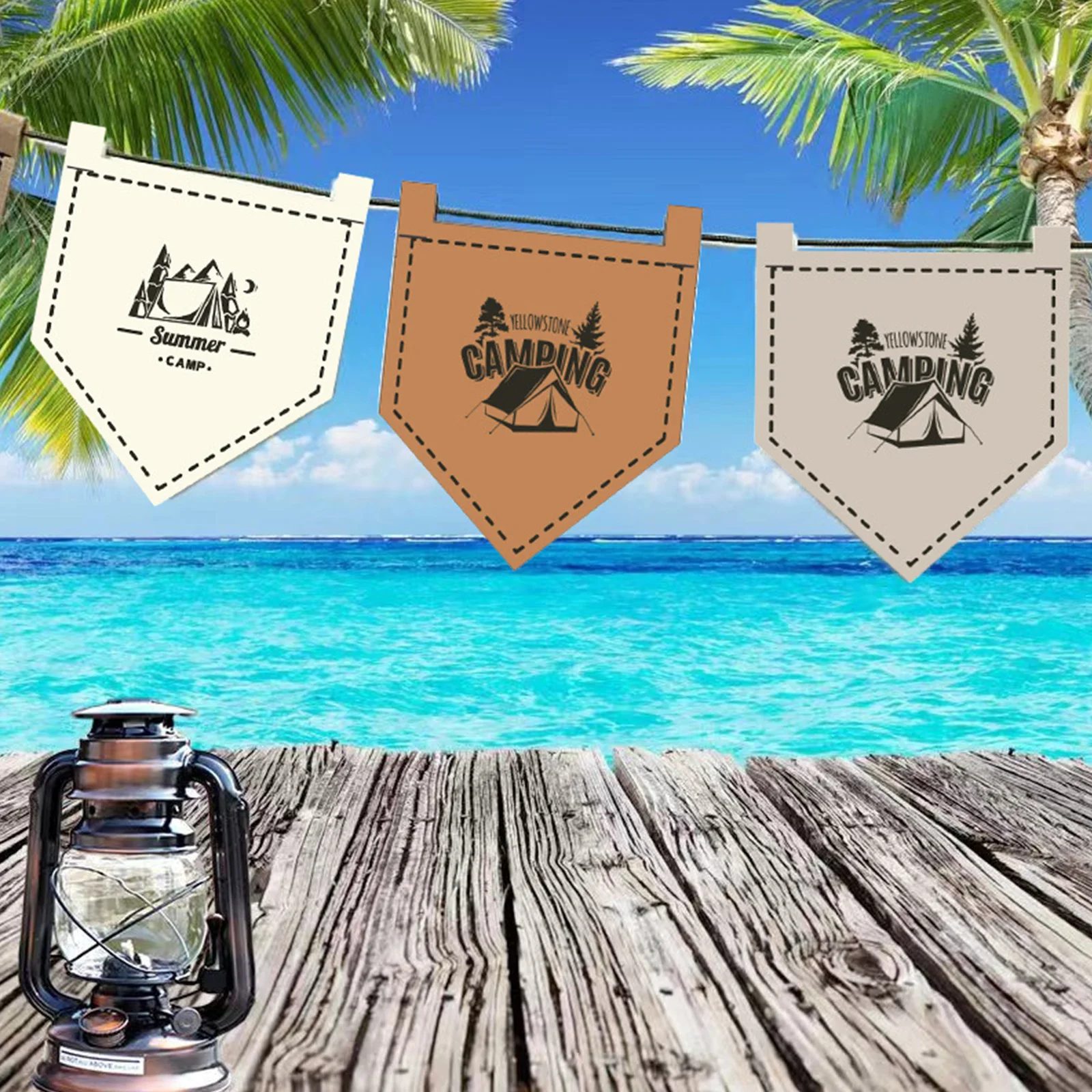 Felt Camping Bunting Flags Adjustable Length Portable