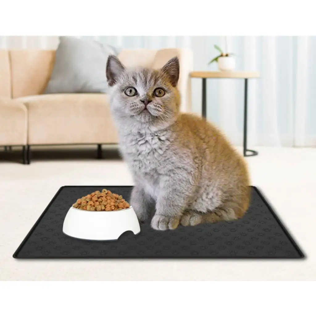 Silicone Dog Cat Pet Food Mats Tray Placemat Waterproof Dog Claw Pattern