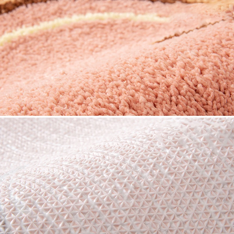Peach Shape Bathroom Rugs Micro-fiber Floor Mat Anti-skid Carpet Strong Absorbent Flocking Quick Drying Home Floor Mat 6