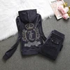 2025 Women Hooded Velvet Tracksuit Warm Two-Piece Set Velvet Tracksuit Crystal Pattern Jacket + Casua Long Pants 2Pcs 3