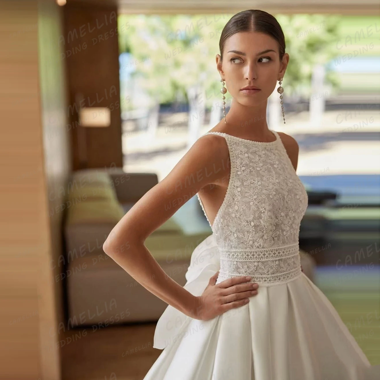 Simple A Line 2026 Wedding Dresses Women's Sexy Sleeveless Satin Bridal Gowns Sweep Train Appliques Vestidos De Novia Customized