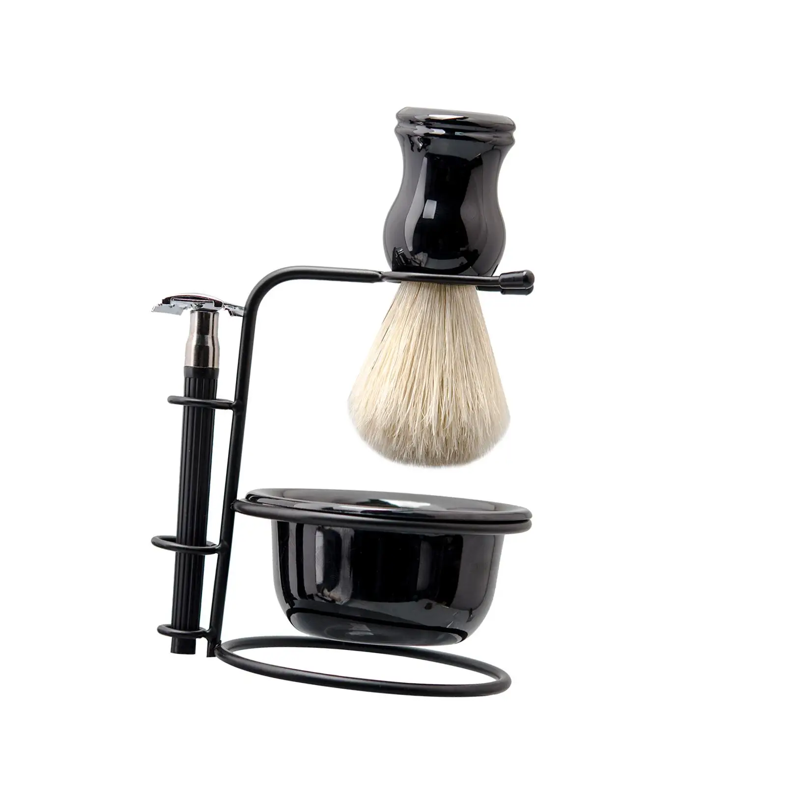 4 in 1 Shaving Set Premium Soap Bowl and Manual Mens Razor Brush Holder