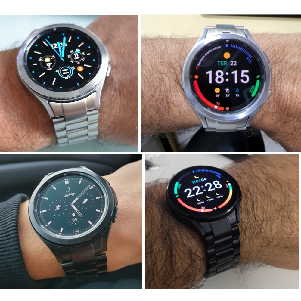 Stainless Steel Metal Strap For Samsung galaxy Watch 5 40/44mm /5 PRO 45mm SM-R925 Wristband Accessories Black/Silver Band