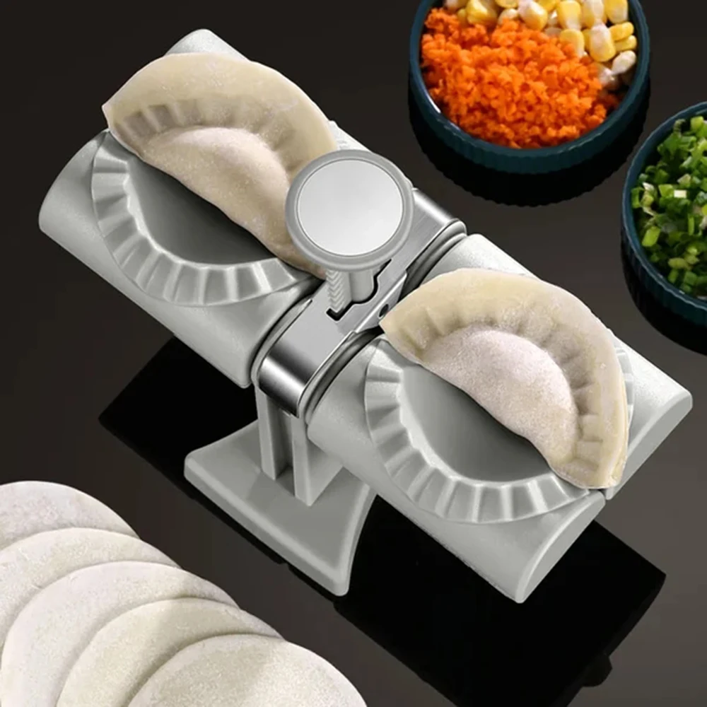 Dumpling Maker Household Double Head Fully Automatic Dumpling Maker Ravioli Press Mold Making Tool Easy to Use for FU
