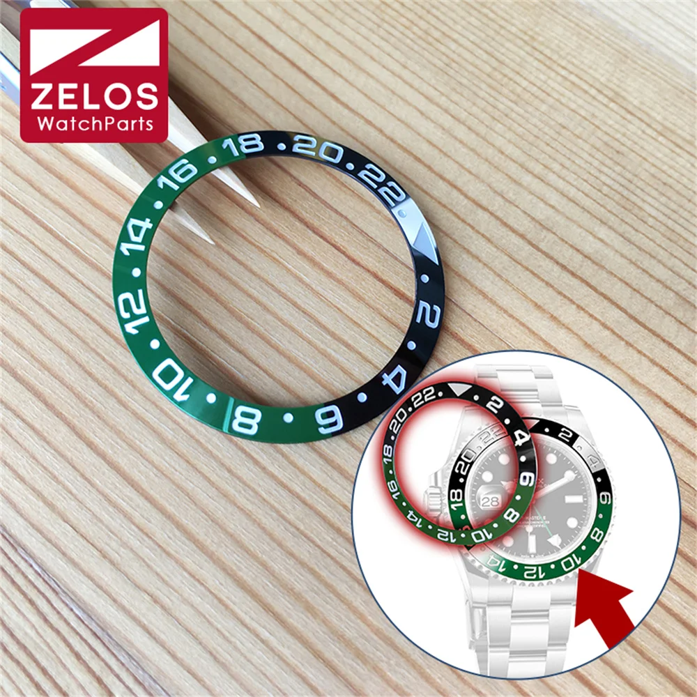 126720 Lunetta In Ceramica Verde Nera Per Rolex Gmt-Master Ii Oystersteel Orologio Destro