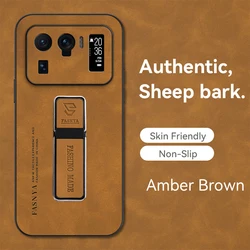 Ultra Thin Leather Phone Case with Soft Bumper and Holder Back Cover for XIAOMI MI 11T (BROWN)
