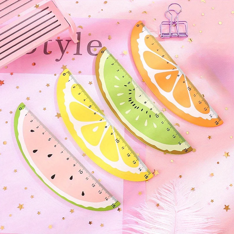 나무 눈금자 측정 눈금자, 창의적인 과일 모델링, 교육 보상 경품, 생일 파티 장식 선물, 카와이 문구, 1pc