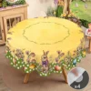 1 Easter Round Tablecloth, 5 Sizes Available, Polka Dot Easter Egg Printed Square Tablecloth, Edge Embossing Process, Spring Garden Tablecloth Decoration, Tablecloth for Daily Home Kitchen, Terrace, Easter Decoration 3