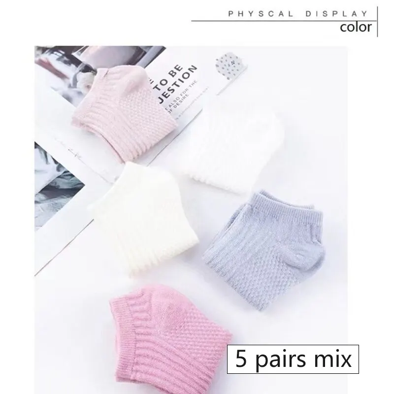 Womens Socks 5 Pairs Free Size Breathable Sports Solid Color Boat Socks Soft Summer Girls
