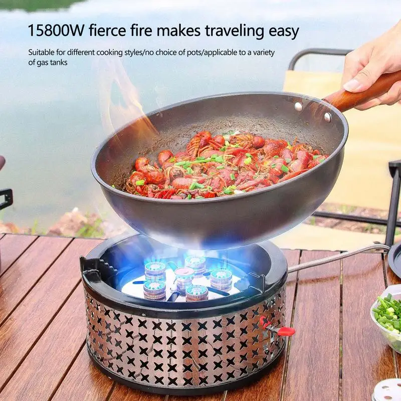 

6 Core Firepower Camping Stove 15800W Gas Burner Stove Portable Picnic Stove For Camping Hiking Windproof Fire Cooking Stove