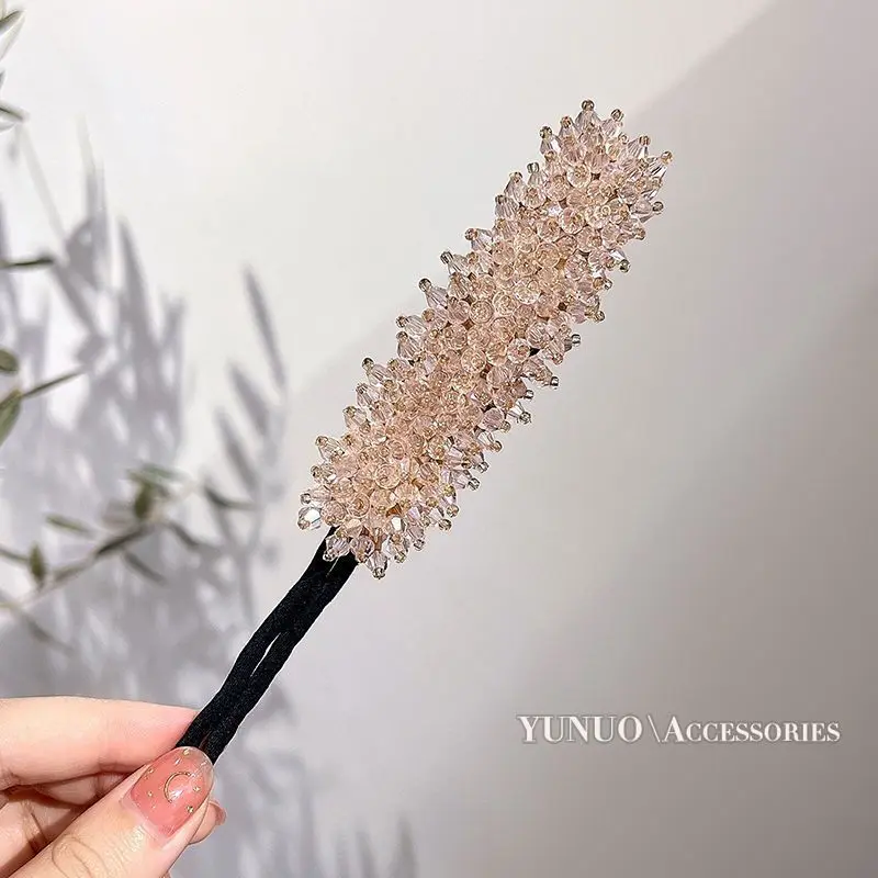 Women Easy Hair Bun Maker Floral crystal Donut Updo Hair Stick DIY Plate Hair Bendable Hairband Chignon Hair Accessories Gift 5