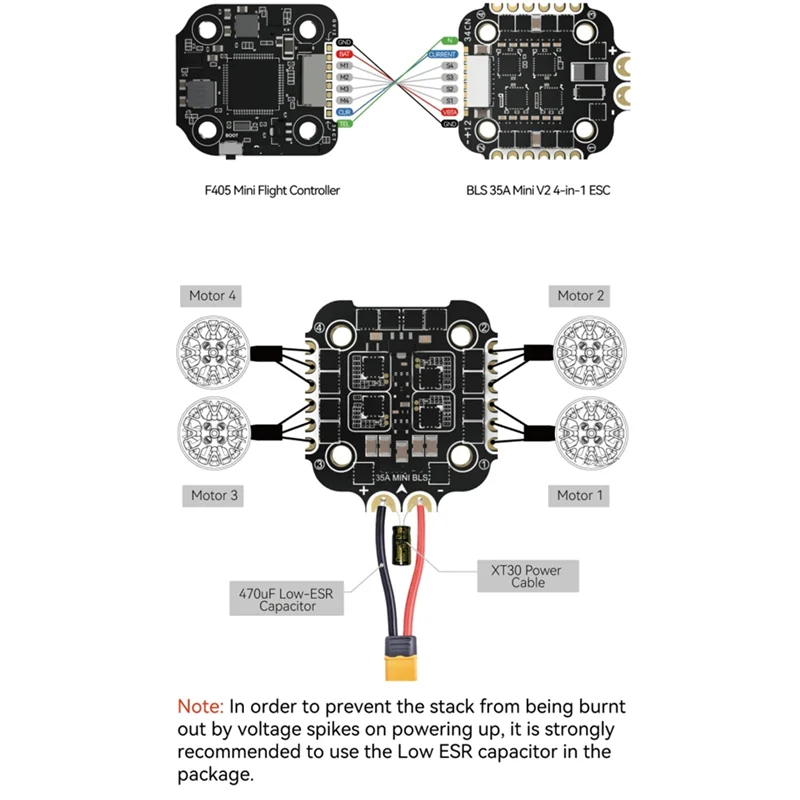 Drone Stack Kit 4-In-1 ESC Board Black For Speedybee F405 Mini BLS 35A 20X20 Stack Board