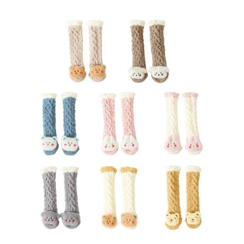 

B2EB Cartoon Animals Length Socks Lovely Baby Thickened Socks for Fall Winter