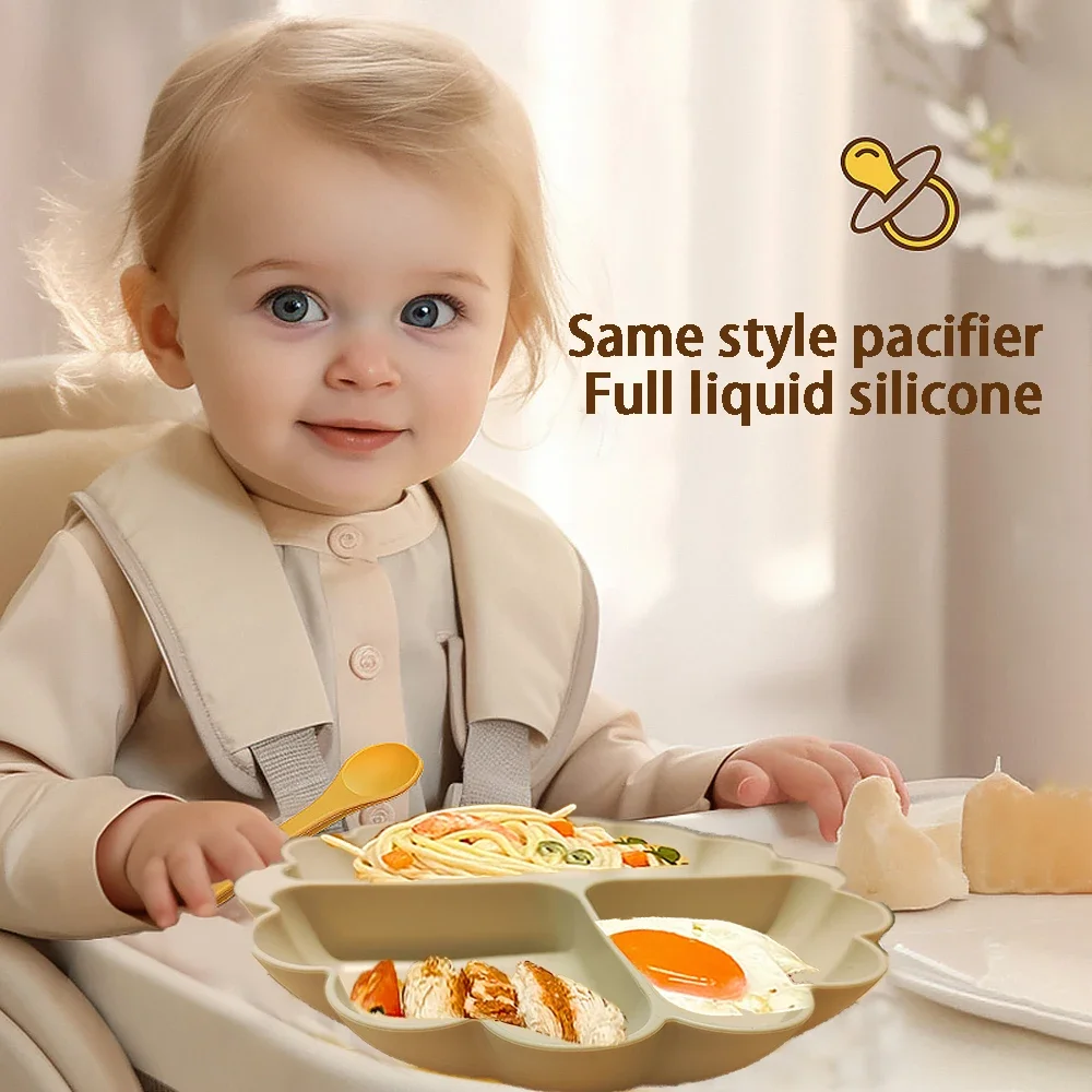 Children's silicone tableware strong suction plate baby eating feeding training bowl environmental protection easy to clean 2