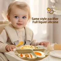 Children's silicone tableware strong suction plate baby eating feeding training bowl environmental protection easy to clean 2
