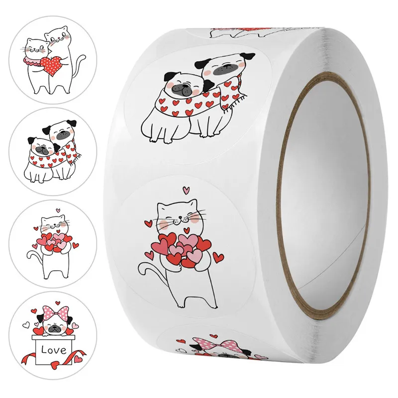 

50-500pcs Day Cute animals Stickers Love Heart Seal Label for Gift Package decor wedding Party scrapbooking stationery sticker
