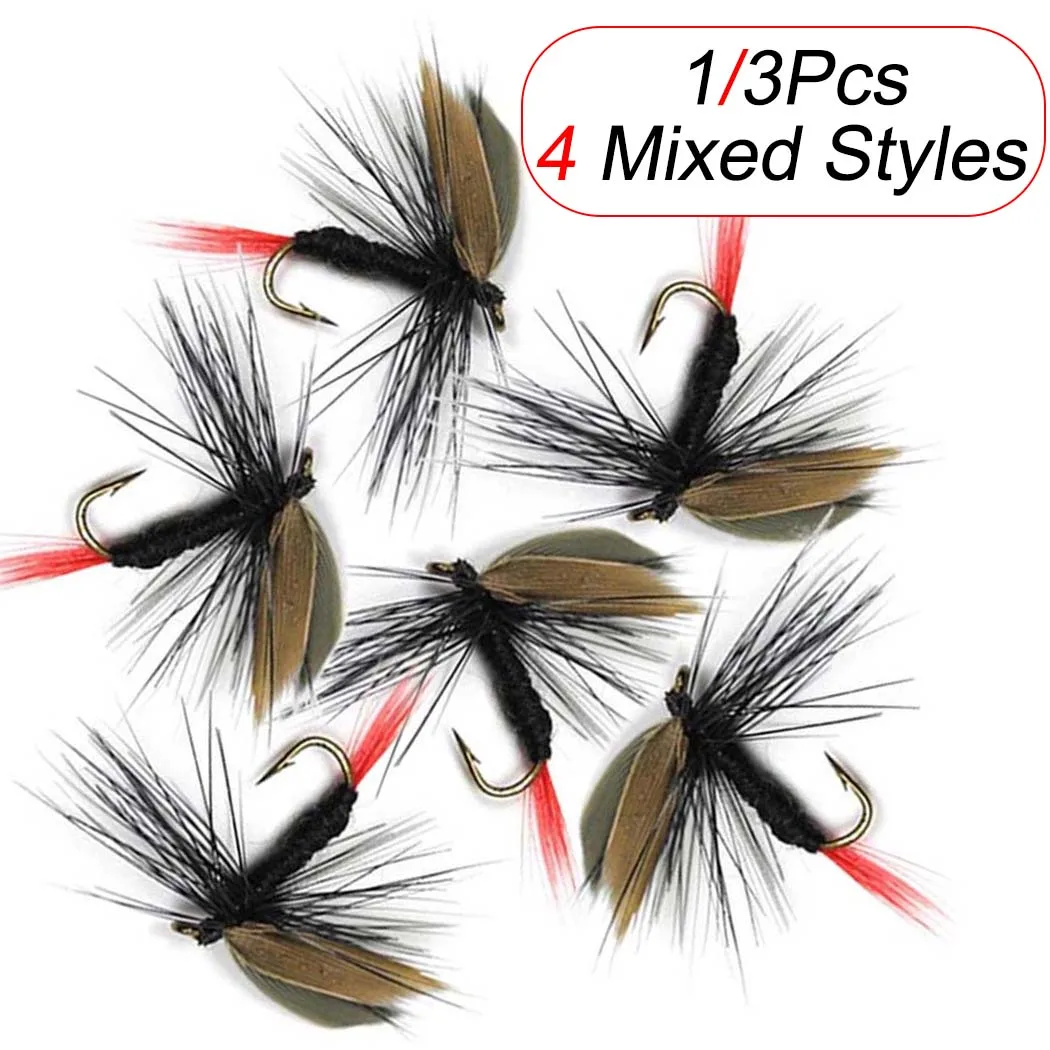 1/3Pcs Fly Fishing Lure Nymph Dry Wet Flies Bionic Bait Fly Trout