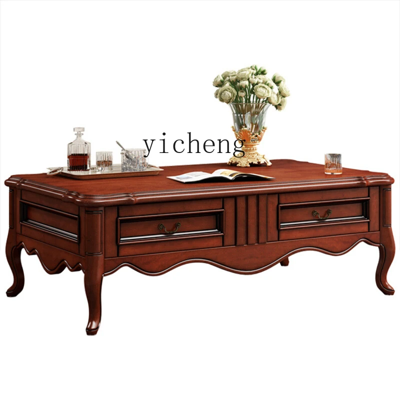 

XL Wooden Retro Tea Table Large and Small Apartment Type Long Square Living Room 1.4 M Coffee Table