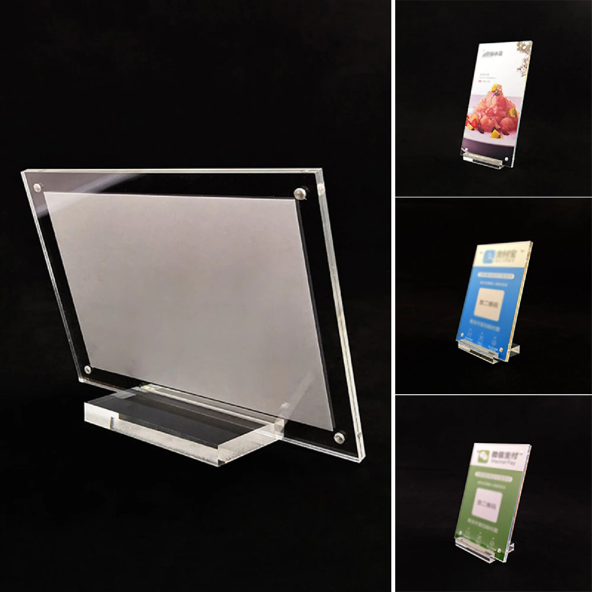 Acrylic Crystal Clear Price Tag Clip Sign Card Holder Table Desk Top Menu Display Label Racks Phone Frame Stand For Photos Signs