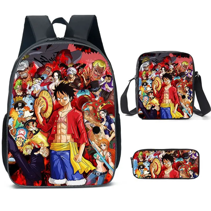 

One Piece Luffy School Bag Backpack The Best Gift for Students One Piece Backpack Three-piece Set