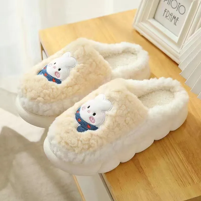 

Cotton slippers for women in autumn and winter, home slippers for couples, indoor confinement shoes, warm cotton shoes, non-slip