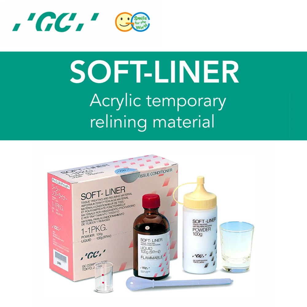Dental GC Soft Liner Acrylic Temporary Relining Material Rebasing Denture Tissue Conditioning
