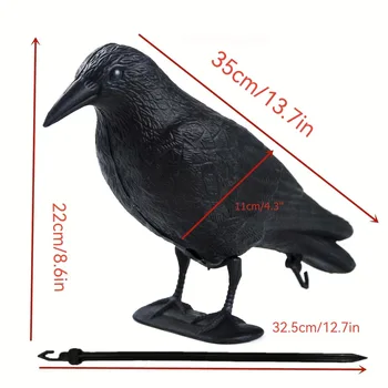 1pc Crow Decoracion Simulation Black Crow Raven Bird Repellent Pest Control Pigeon Repellent Garden Decoration Outdoor Sculpture 1