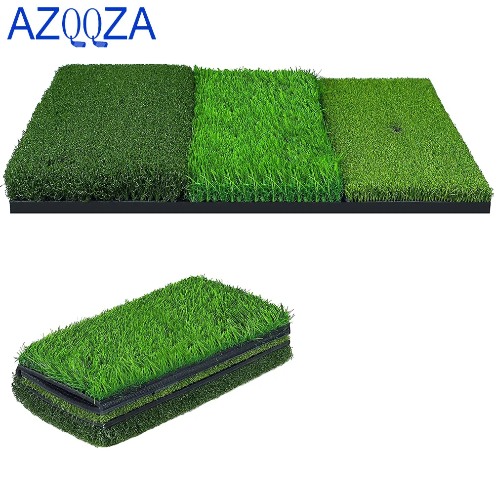 Golf Hitting Mat,3in1 Foldable Grass Mat Practice TriTurf Swing