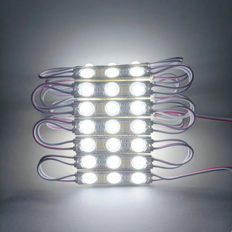 Samsung 3LED Module Light DC12V SMD 2835 Injection Waterproof Decorative Strip Tape Light White Red Green Blue Yellow 10/20pcs