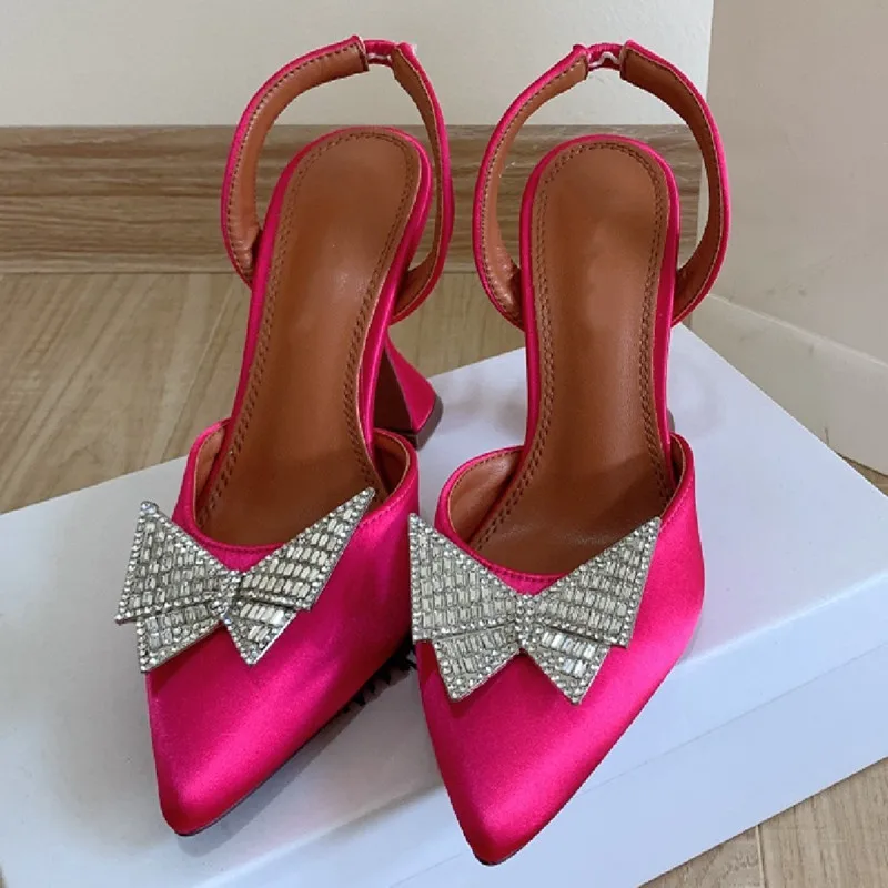 

2023 Summer New Bow Sandals Women's Horseshoe Heel High Heels Women's Fashionable Temperament Women's Shoes