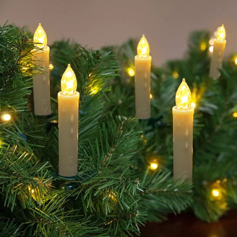 Christmas Candle String Lights 10/20 LEDS For Indoor Outdoor Flameless Candle Lights With Clips Xmas Tree Holiday Decor