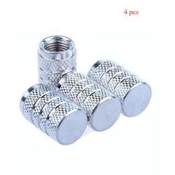 Knurling Style Aluminum Tire Valve Caps - Set of 4 (Silver) (Gray)