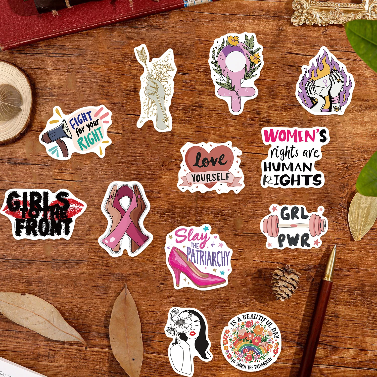 Pink Feminism Inspirational Quotes Stickers Set - 200PCS