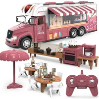 Children Gift Pink Remote Control Car Children Toys Dining Van Pizza Truck coffee Shop Bus Food Truck Toy for open door 2