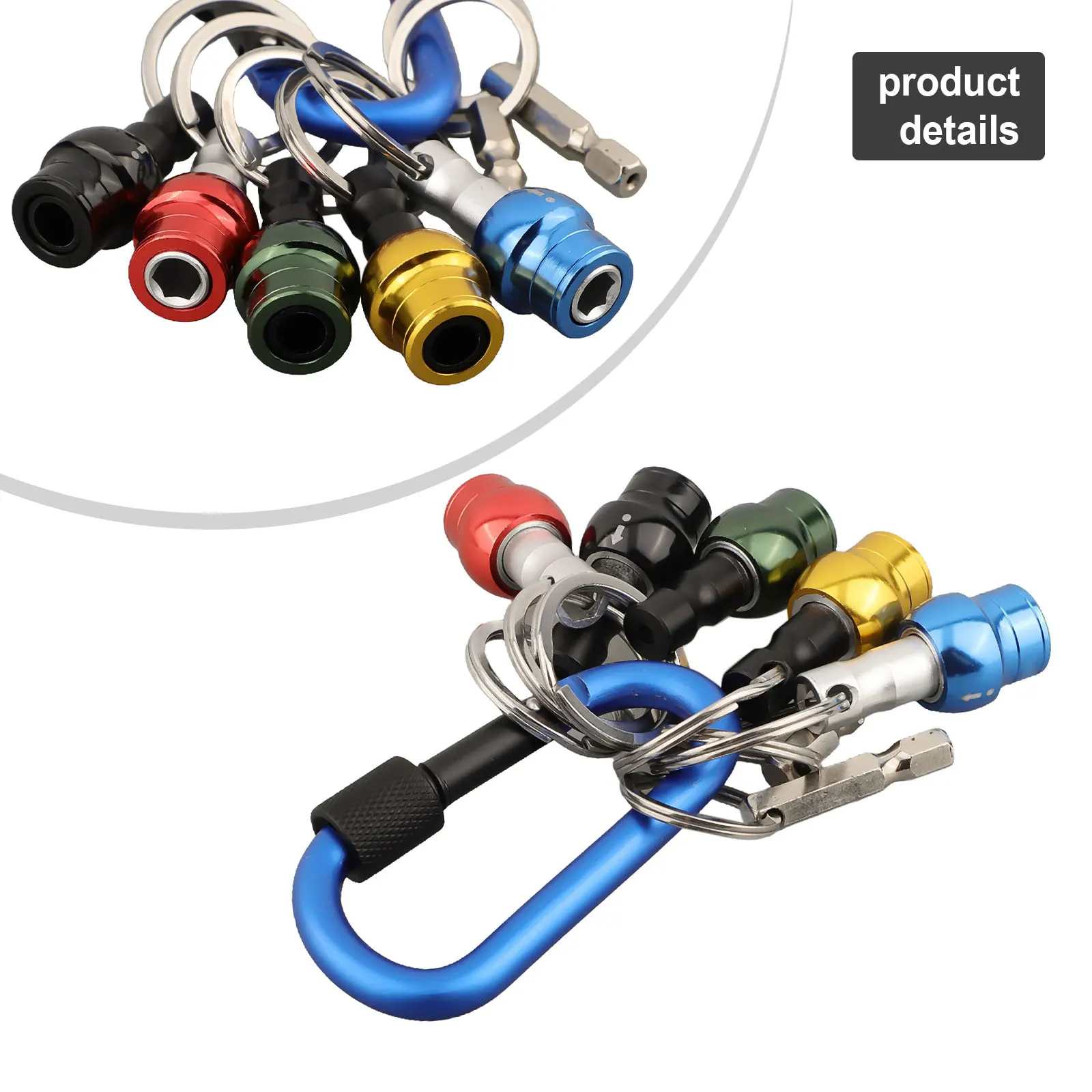 8Pcs/set Bit Holder Keychain Compact Keychain Easy Change Screwdriver Holder Lightweight Bit Holder For Outdoor Camping Hiking