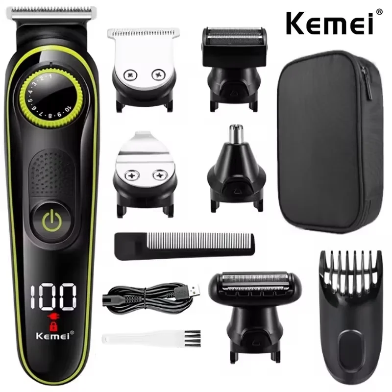 Kemei 696 tondeuse à cheveux électrique tondeuse multifonctionnelle pour hommes rasoir électrique pour hommes rasoir nez 5 en 1 tondeuse professionnelle