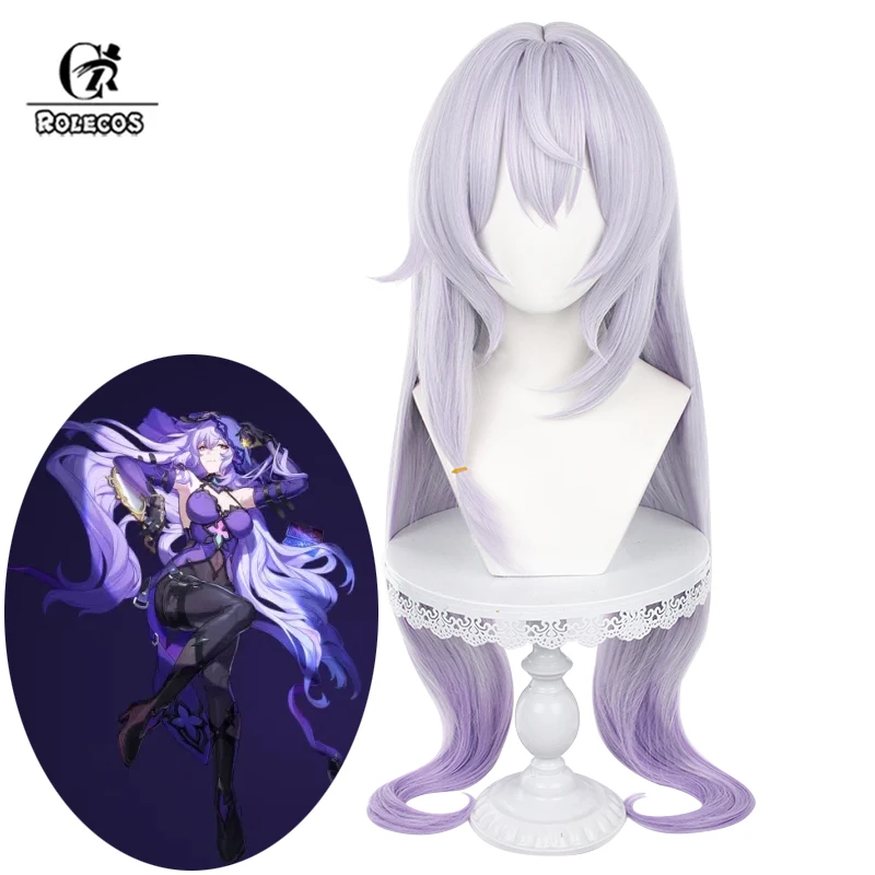 

ROLECOS Game Honkai Star Rail Black Swan Cosplay Wigs Black Swan 95cm White Mixed Purple Cos Wig Heat Resistant Synthetic Hair