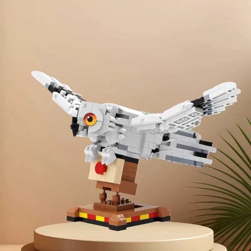MOC 화이트 올빼미 빌딩 블록 마법의 동물 모델 DIY 조립 벽돌 장난감 홈 인테리어 컬렉션 선물 데스크탑 장식